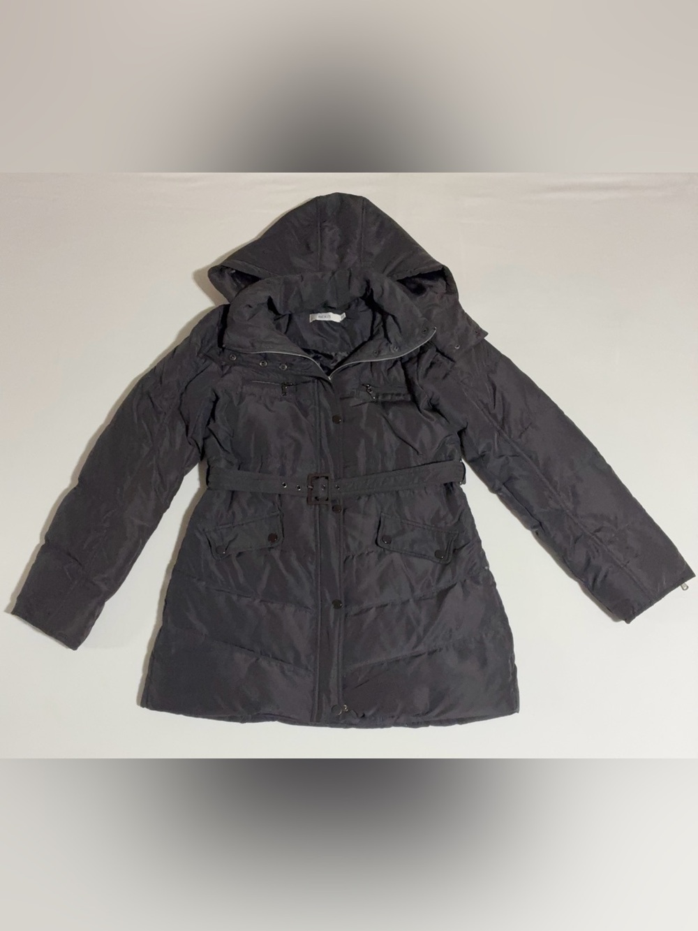 Ricki's Gray Hooded Belted Light Puffer Jacket